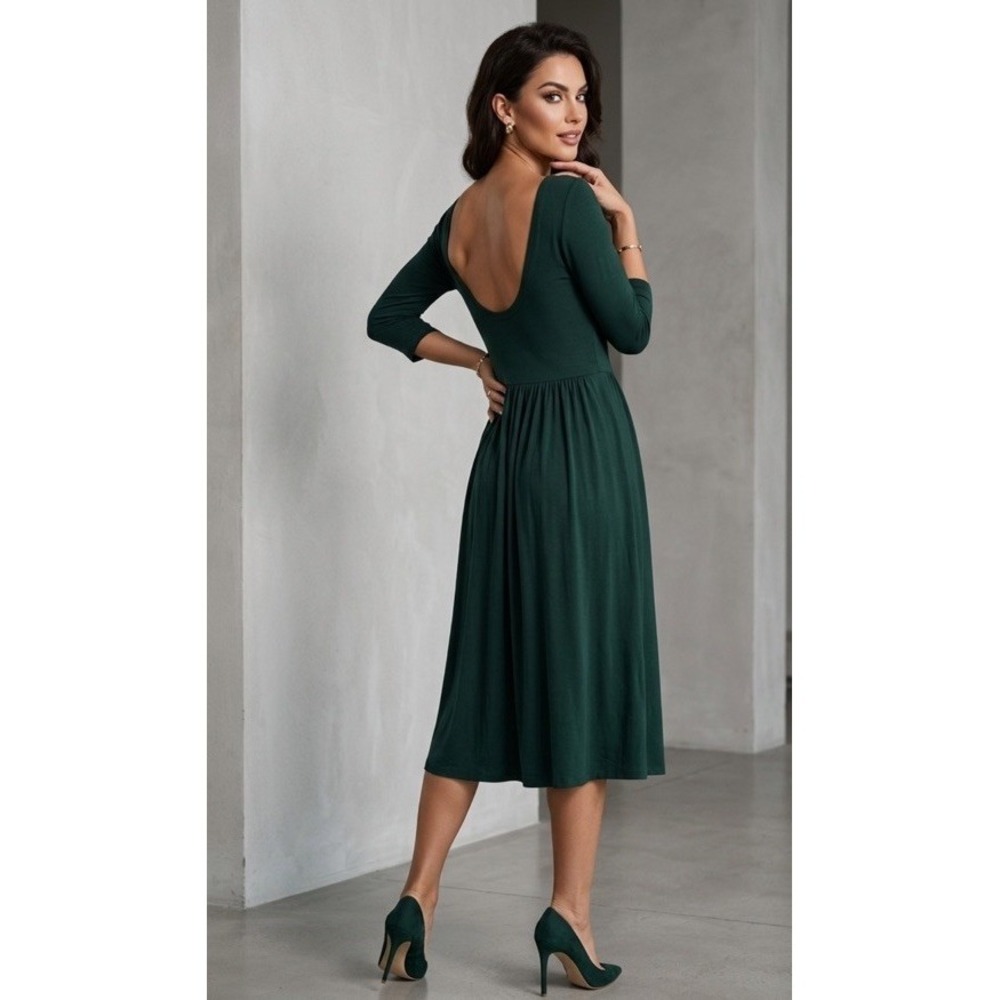Raquel Allegra Dress XS/0 NWT Teal Classic Jersey Ballerina Midi $350+ MSRP